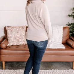 No Ship Drop Ship Just Warming Up Soft Terry Top In Taupe