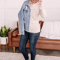 No Ship Drop Ship Just Warming Up Soft Terry Top In Taupe