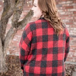 No Ship Drop Ship New Arrivals Plaid Tidings Lace Up Top