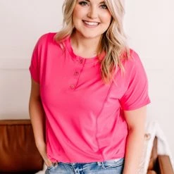 No Ship Drop Ship Decorate My World Button Top In Pink New Arrivals