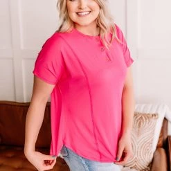 No Ship Drop Ship Decorate My World Button Top In Pink New Arrivals