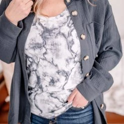 No Ship Drop Ship New Arrivals Cloudy Days Tie Dye Gray And White Tank Top