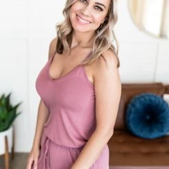 No Ship Drop Ship Mainstream-Mauve Summer Romper