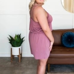 No Ship Drop Ship Mainstream-Mauve Summer Romper