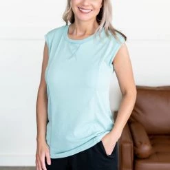 No Ship Drop Ship Sage My Name Sleeveless Top New Arrivals