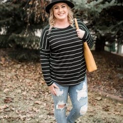 No Ship Drop Ship New Arrivals Seize The Moment Black Lace Striped Top