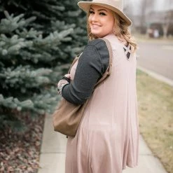 No Ship Drop Ship Life Of The Party Sleeveless Cardigan In Shimmering Mauve New Arrivals