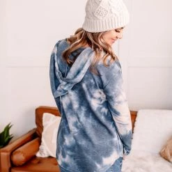 No Ship Drop Ship New Arrivals Nowhere To Hide Tie Dye Top In Vintage Blue