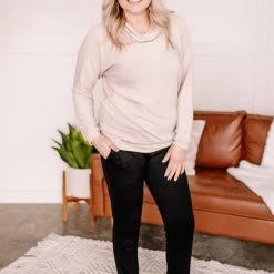 No Ship Drop Ship Just Warming Up Soft Terry Top In Taupe