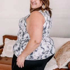 No Ship Drop Ship New Arrivals Cloudy Days Tie Dye Gray And White Tank Top