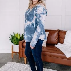 No Ship Drop Ship New Arrivals Nowhere To Hide Tie Dye Top In Vintage Blue