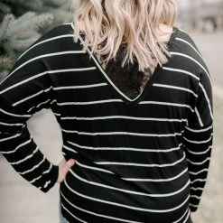 No Ship Drop Ship New Arrivals Seize The Moment Black Lace Striped Top