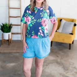 No Ship Drop Ship Fringe Benefits Shorts In Caribbean Blue New Arrivals