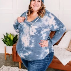 No Ship Drop Ship New Arrivals Nowhere To Hide Tie Dye Top In Vintage Blue
