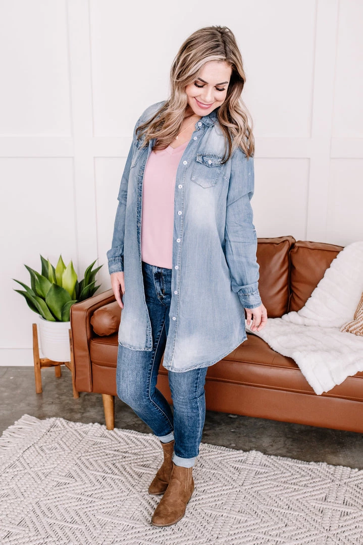 No Ship Drop Ship New Arrivals Worn Around The Edges Tunic In Denim 8 No Ship Drop Ship New Arrivals Worn Around The Edges Tunic In Denim