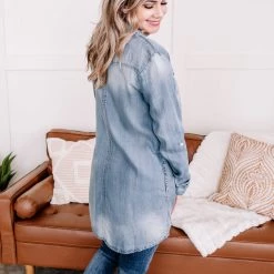 No Ship Drop Ship New Arrivals Worn Around The Edges Tunic In Denim 18 No Ship Drop Ship New Arrivals Worn Around The Edges Tunic In Denim