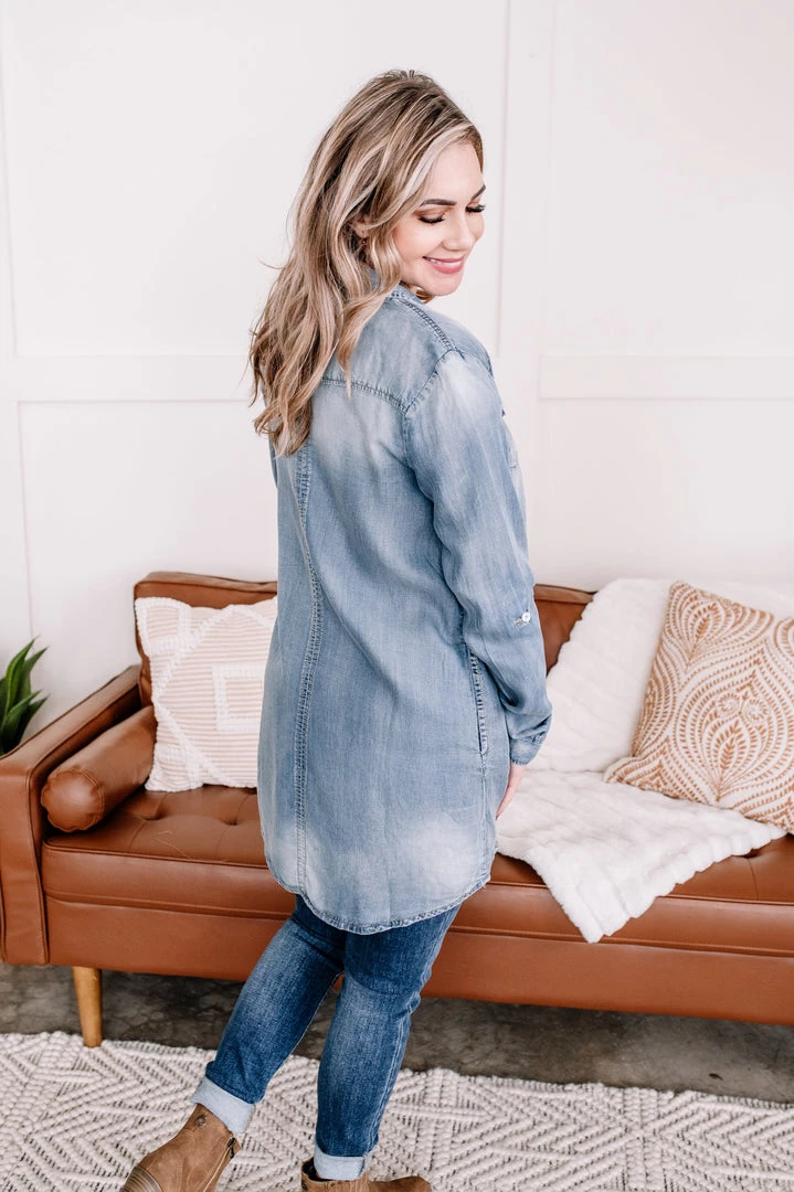 No Ship Drop Ship New Arrivals Worn Around The Edges Tunic In Denim 7 No Ship Drop Ship New Arrivals Worn Around The Edges Tunic In Denim