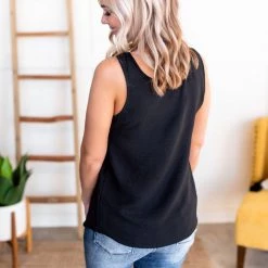 No Ship Drop Ship Tank Heavens Blouse In Black