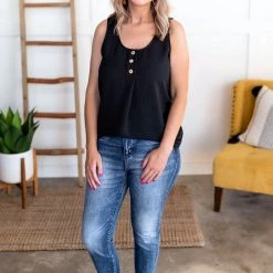 No Ship Drop Ship Tank Heavens Blouse In Black