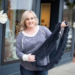 No Ship Drop Ship All Tied Up In You Soft Infinity Scarf In Navy