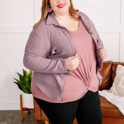 No Ship Drop Ship Brush Your Cares Away Button Up Top In Silver Peony New Arrivals