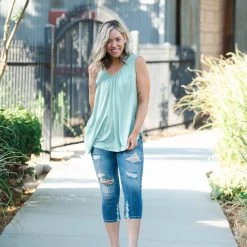 Boutique Simplified New Arrivals Sage Delight Sleeveless Top