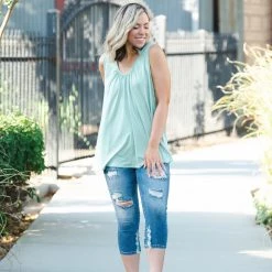 Boutique Simplified New Arrivals Sage Delight Sleeveless Top