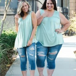 Boutique Simplified New Arrivals Sage Delight Sleeveless Top