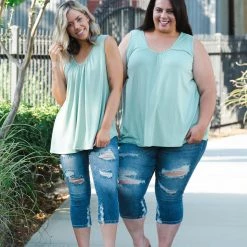 Boutique Simplified New Arrivals Sage Delight Sleeveless Top