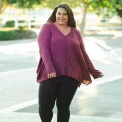 Boutique Simplified New Arrivals Merlot Afternoons Brushed Waffle Knit