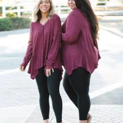 Boutique Simplified New Arrivals Merlot Afternoons Brushed Waffle Knit