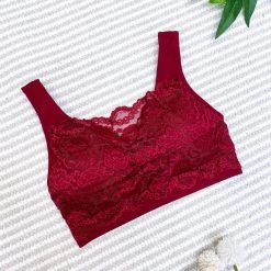 Iris & Rainbow Boutique New Arrivals #M398 Front Lace Bralette (Burgundy)
