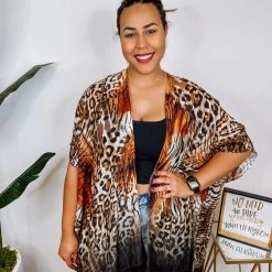 Iris & Rainbow Boutique New Arrivals #N327 Flowy Leopard Kimono