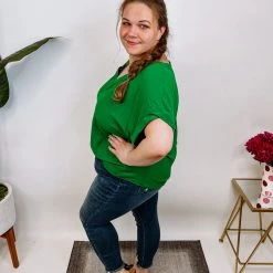 Iris & Rainbow Boutique #N253 Elegant Style Top (Kelly Green) New Arrivals