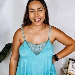 Iris & Rainbow Boutique #K987 Secrets Of The Lace POL Top (Aqua)