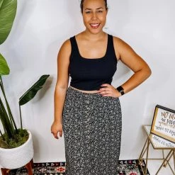 Iris & Rainbow Boutique #N372 Ditzy Floral Print Maxi Skirt