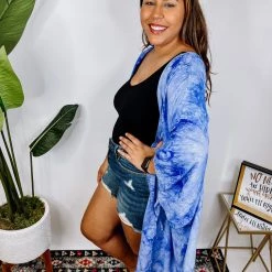 Iris & Rainbow Boutique #M477 Feel The Breeze Kimono (Blue) New Arrivals