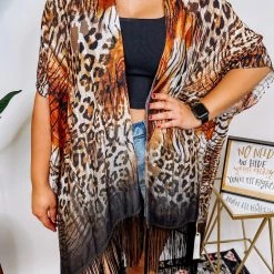 Iris & Rainbow Boutique New Arrivals #N327 Flowy Leopard Kimono