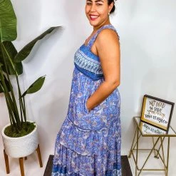 Iris & Rainbow Boutique New Arrivals #M342 My Jam Maxi Dress (Blue)