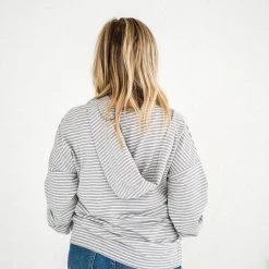 No Ship Drop Ship Plaid About You Hoodie In Gray Stripes