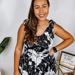 Iris & Rainbow Boutique #N352 Black Tie Flower Dress New Arrivals