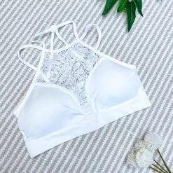 Iris & Rainbow Boutique #607 High Neck Lace Bralette (White) New Arrivals
