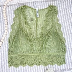 Iris & Rainbow Boutique #M388 Hourglass Back Lace Bralette (Sage)