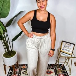 Iris & Rainbow Boutique #N324 Summer Feelings Leg Pants (Oatmeal) New Arrivals