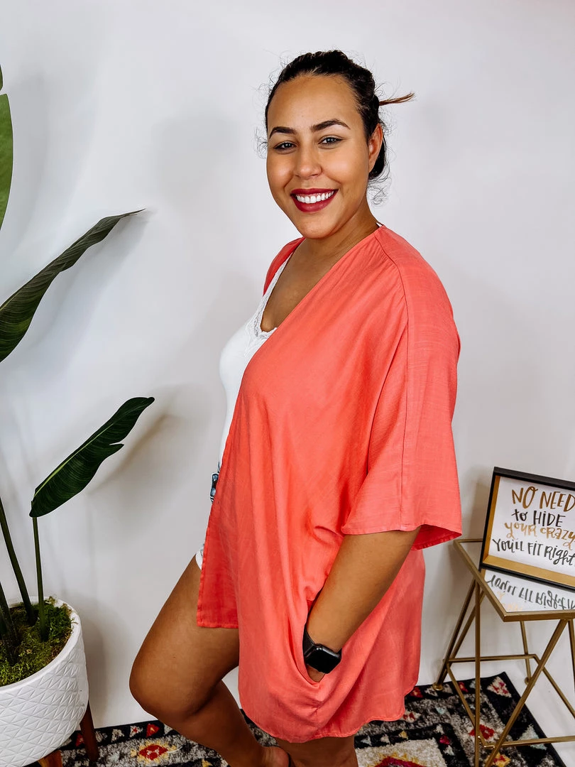 Iris & Rainbow Boutique #N319 Feeling Awesome Kimono (Coral) *DOORBUSTER* New Arrivals 5 Iris & Rainbow Boutique #N319 Feeling Awesome Kimono (Coral) *DOORBUSTER* New Arrivals
