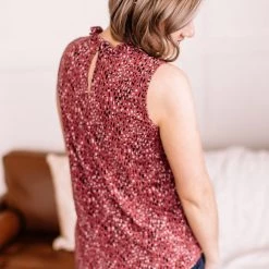 No Ship Drop Ship New Arrivals Frilled For You Sleeveless Blouse In Marsala