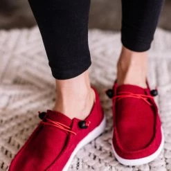 No Ship Drop Ship New Arrivals Corky's Red Corduroy Slip On Sneaker
