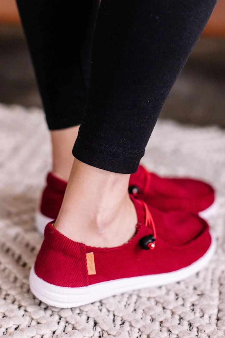 No Ship Drop Ship New Arrivals Corky's Red Corduroy Slip On Sneaker 4 No Ship Drop Ship New Arrivals Corky's Red Corduroy Slip On Sneaker