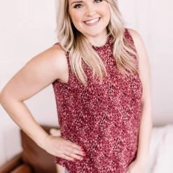 No Ship Drop Ship New Arrivals Frilled For You Sleeveless Blouse In Marsala