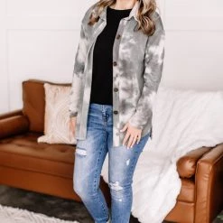 No Ship Drop Ship Speak My Peace Tie Dye Brushed Top In Vintage Olive